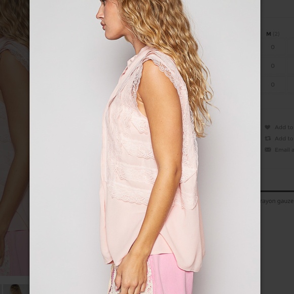 POL “ Madison 2 ” POL Sleeveless Rayon & Gauze Top with Lace Detail 35 - Picture 3 of 5